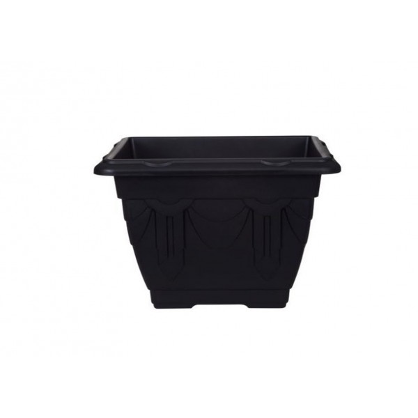 Plastic Venetian Square Planter Black 22cm 